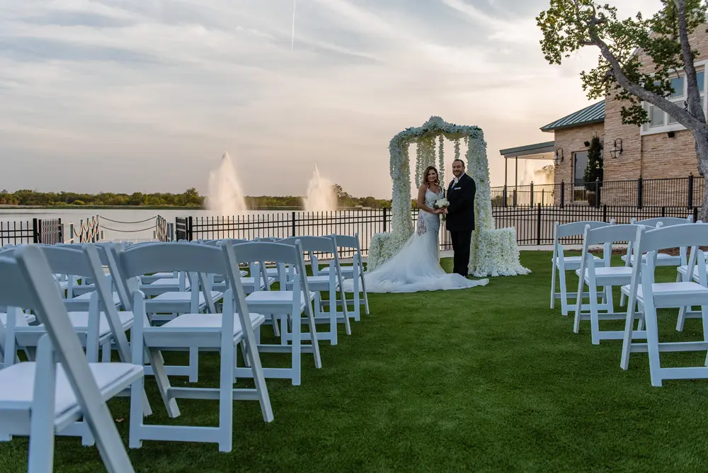 Garden wedding event on the lakeside lawns