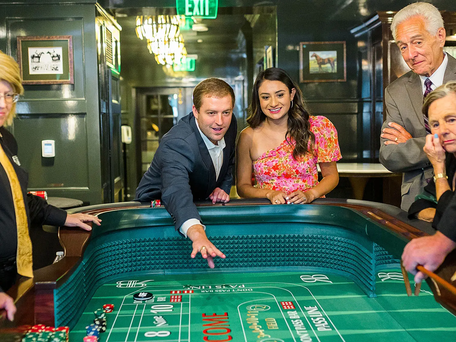Guests enjoying a lively casino table experience in the Casino during an event at The Red Berry Estate.
Photo: Jillian Hogan Photography