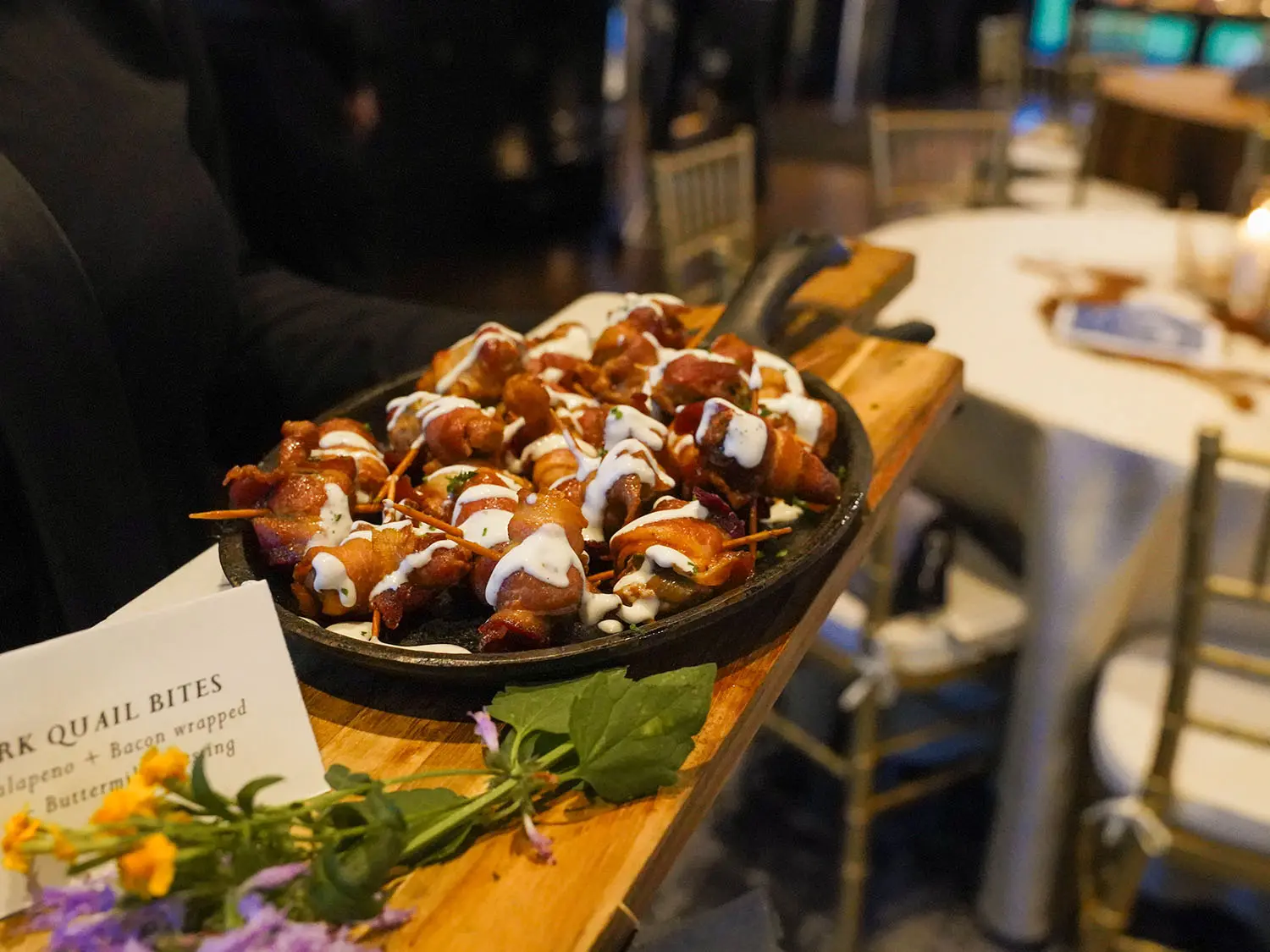Food Being served on hot cast iron skillet at The Red Berry Estate