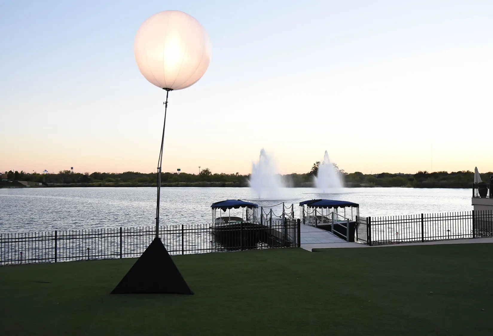Outdoor Lighting set up next to the dock at The Red Berry Estate