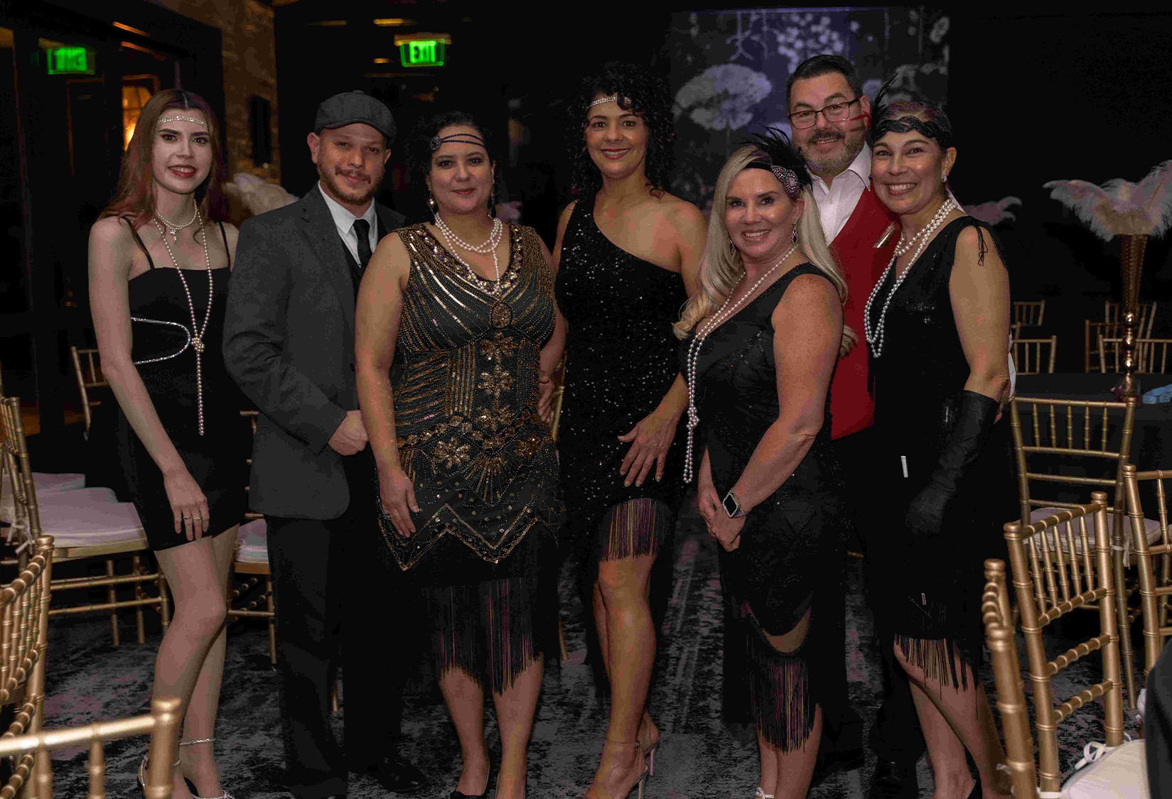 group dressed for gatsby styled event